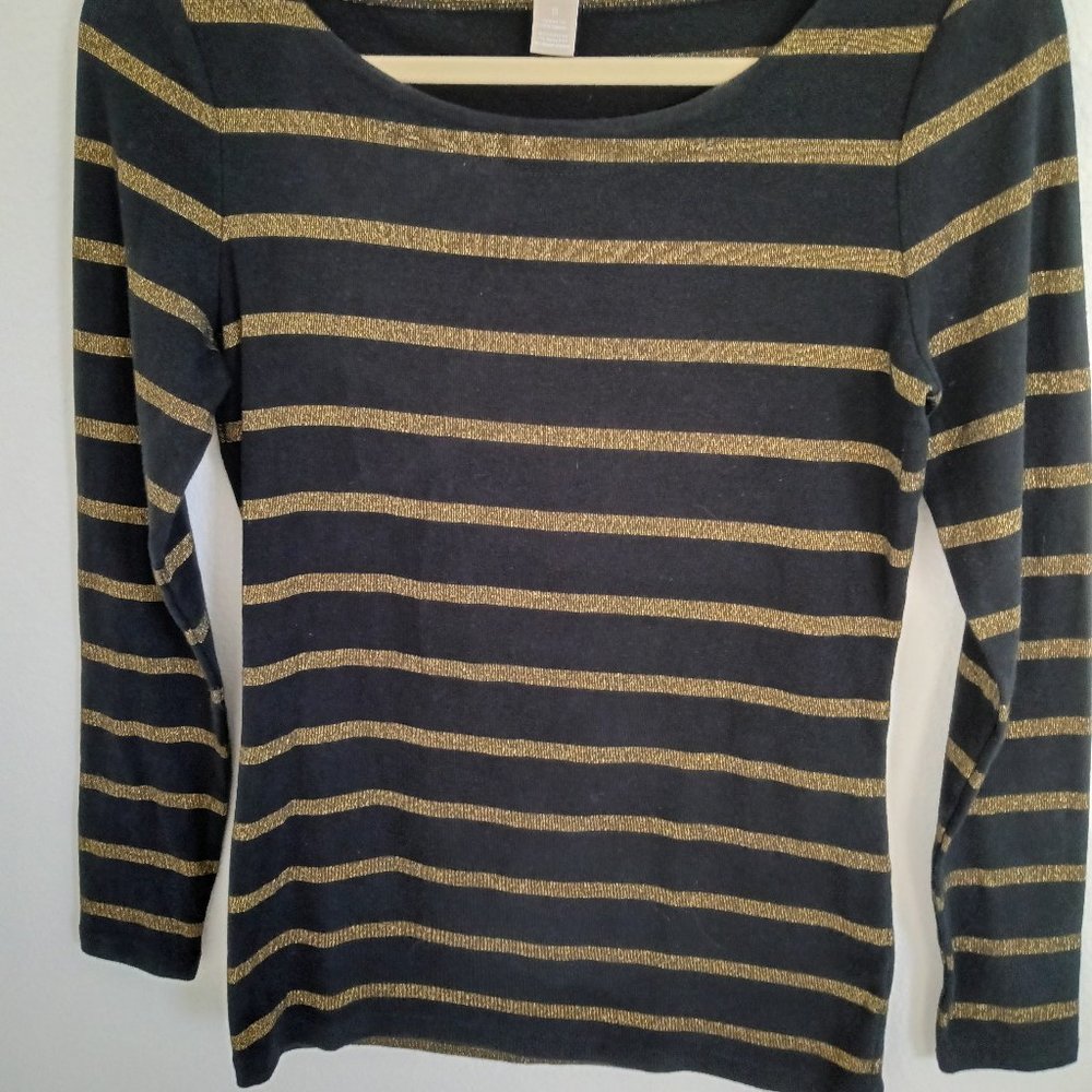 Banana Republic black and gold striped top
